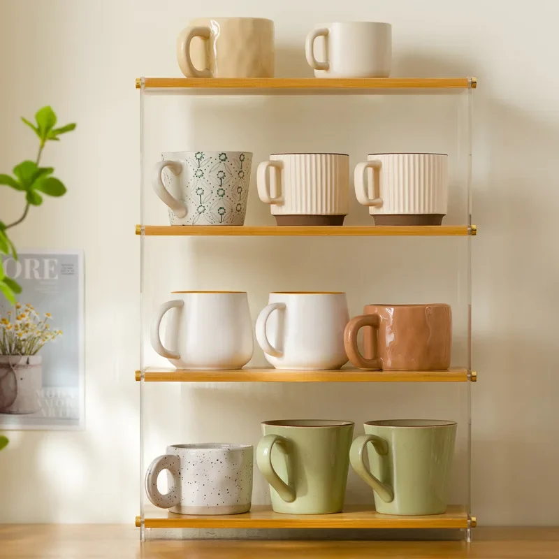 

Dust-proof cup storage rack Acrylic cup holder Water cup Teacup display shelf Tabletop cup storage box