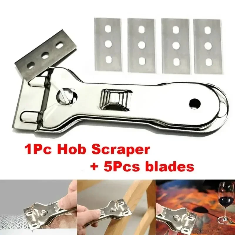 Convenient & Easy to use 1pc Scraper Cleaner With 5pcs Spare Blades Durable Glass Ceramic Hob Remover Oven Cooker Cleaning Tool