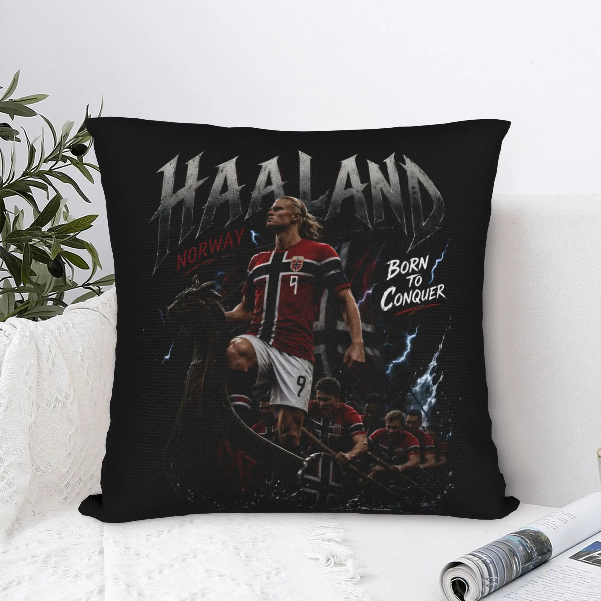 Housse de coussin décorative Haaland Norway Viking Born To Conquer, housse de coussin décorative pour la maison, livraison directe 18'