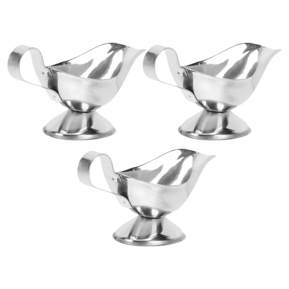 

3Pcs Stainless Steel Sauce Jugs Longlasting Quality Elegant Design for Serving Gravy Syrup Creamer Black Pepper Sauce Home Use