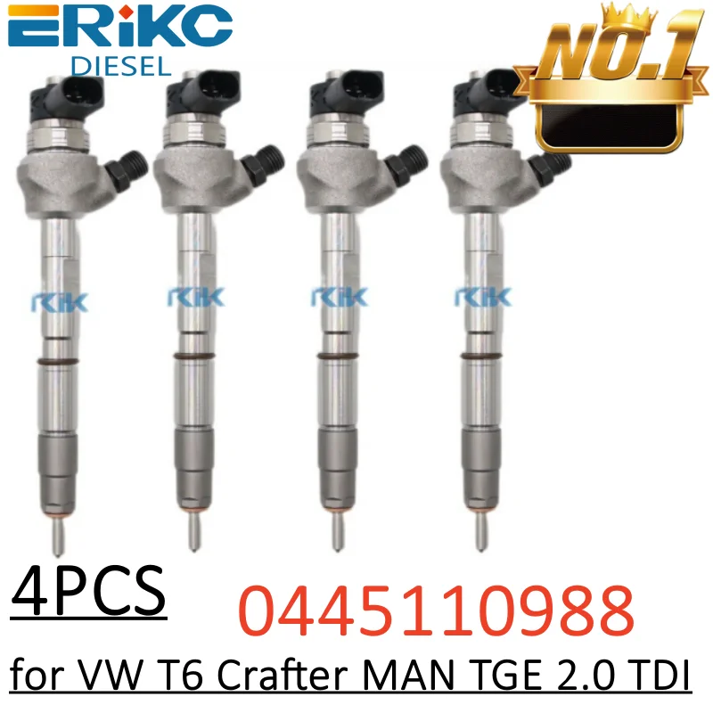 

0445110988 Common Rail Injector 0445 110 988 Fuel Injection Nozzle for VW T6 Crafter MAN TGE 2.0 TDI 03N130277L 4PCS