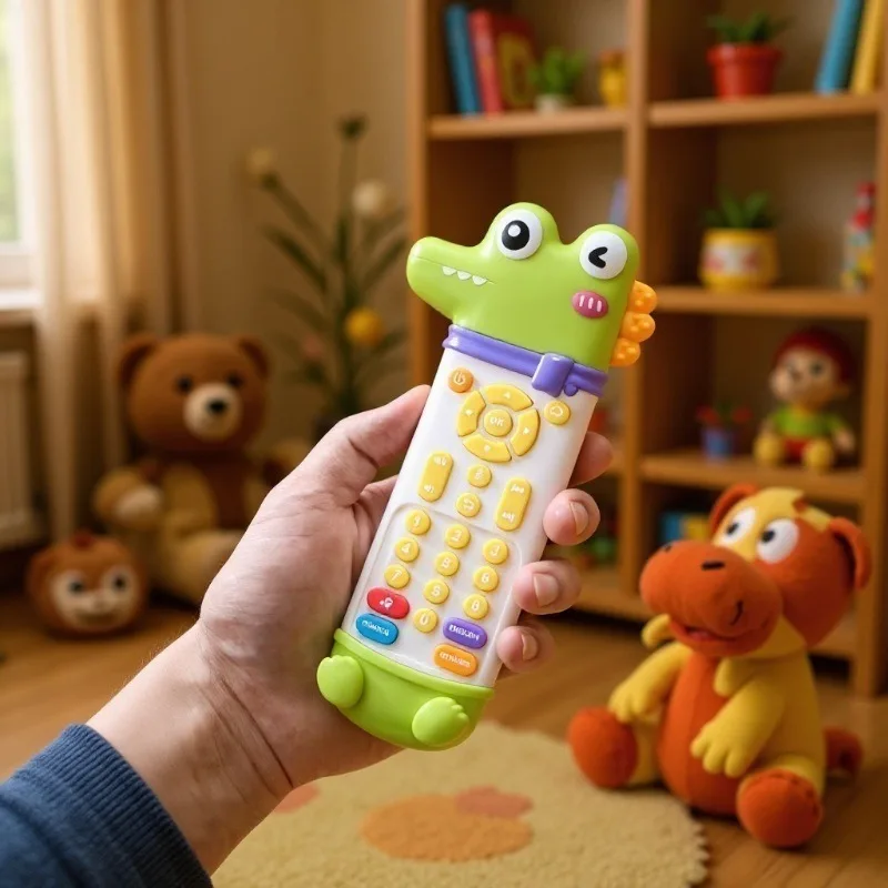 Giocattolo per digrignare i denti Simulazione Coccodrillo in silicone TV Telecomando con effetti sonori luminosi Giocattolo per l'educazione precoce del capretto Regalo per bambini
