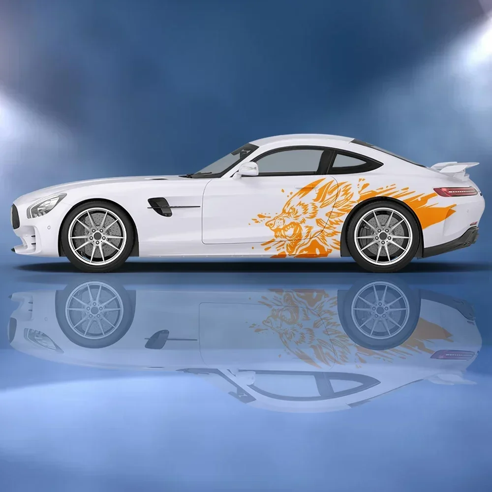 

Animal Wolf Splash Ink Car Vinyl Wraps Decal Self-adhesive Anti Scratch Sticker Suitable for Trucks SUV Decor Auto Accessories