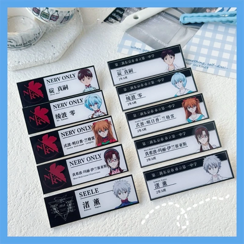 

10Pcs/set Neon Cute Genesis Classic Evangelion Cartoon Peripheral Brooch with Name Tag Portable Pencil Case Bag Hanging Charm