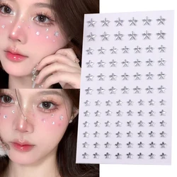 Star Rhinestone Temporary Tattoo Stickers Shiny Face Eye Brow Jewelry Stickers Transparent Acrylic Fake Tattos Makeup For Women