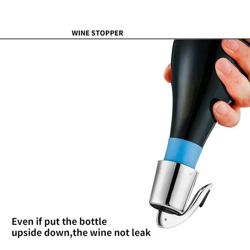 BHTS-1Set/6Pcs Stainless Steel Wine Bottle Stopper Wine Preserver