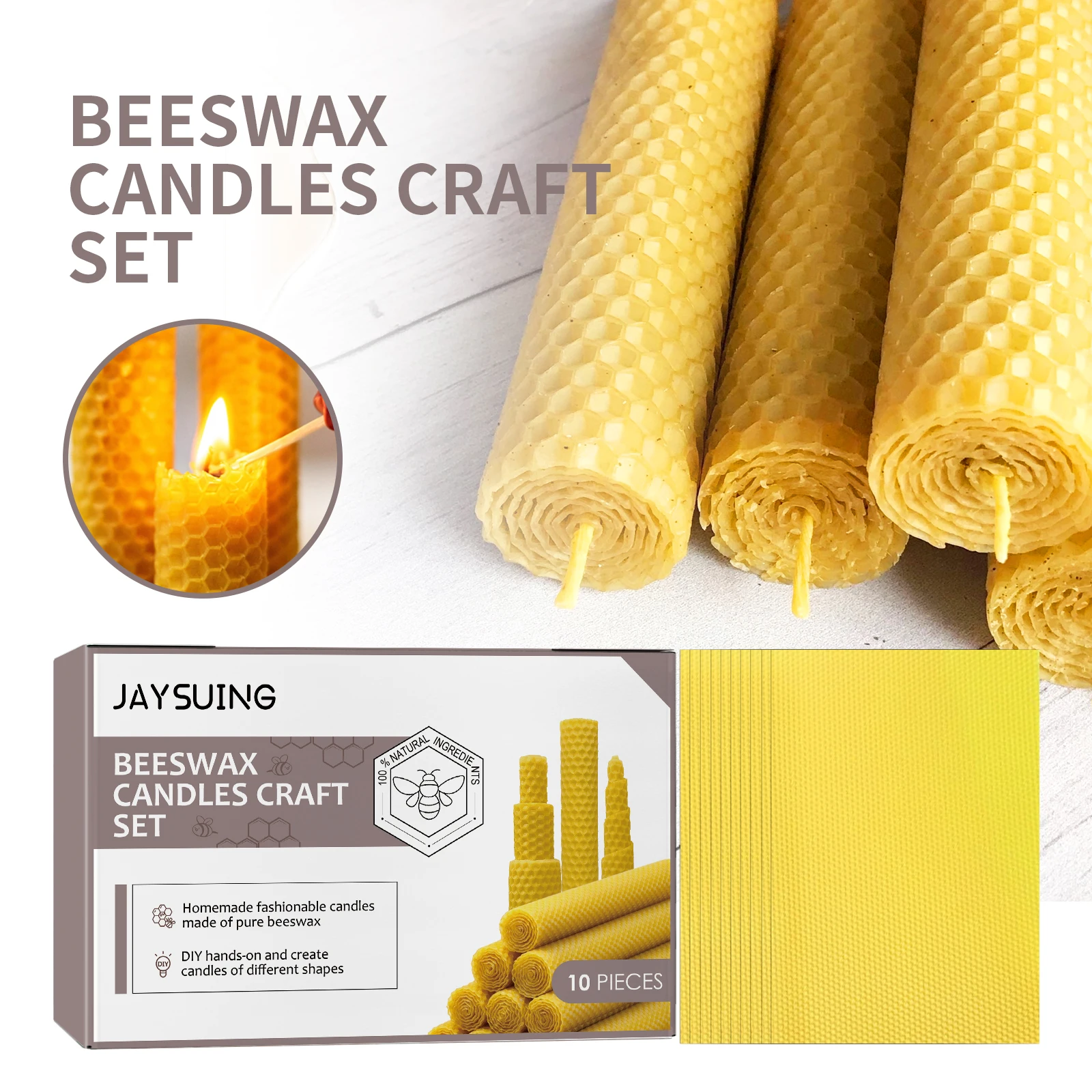 Beeswax Sheet Roll - Folhas de cera de abelha para