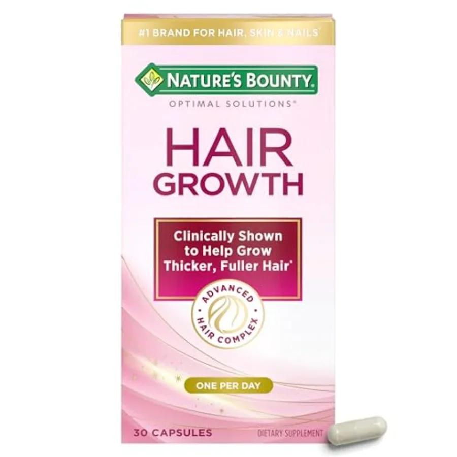 Nature's Bounty Optimal Solutions Hair Growth Supplement with Biotin, Hair Growth Vitamins with Biotin Silicon and Arginine, 1