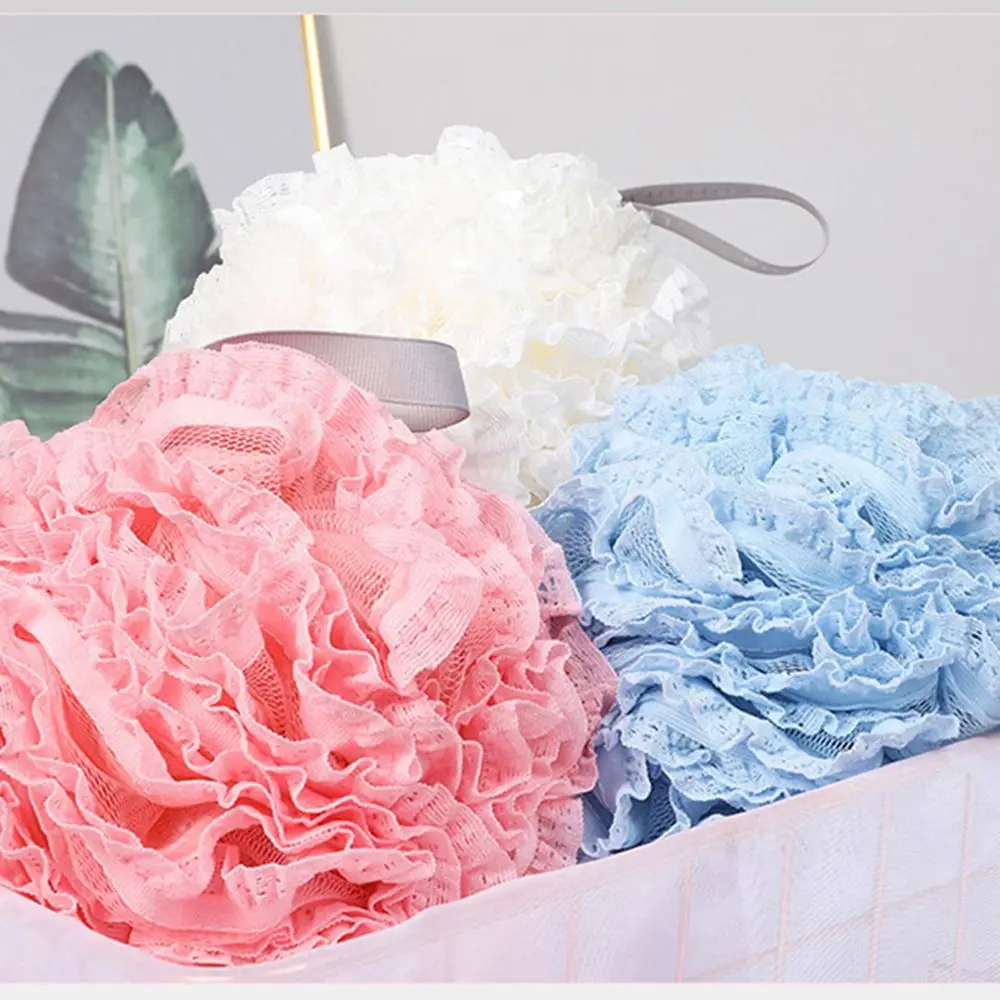 Large Size Bath Shower Loofah Sponge Pouf Body Wash Scrubber Rubbing Towel Foaming Wash Shower Bath Ball Mesh Sponge