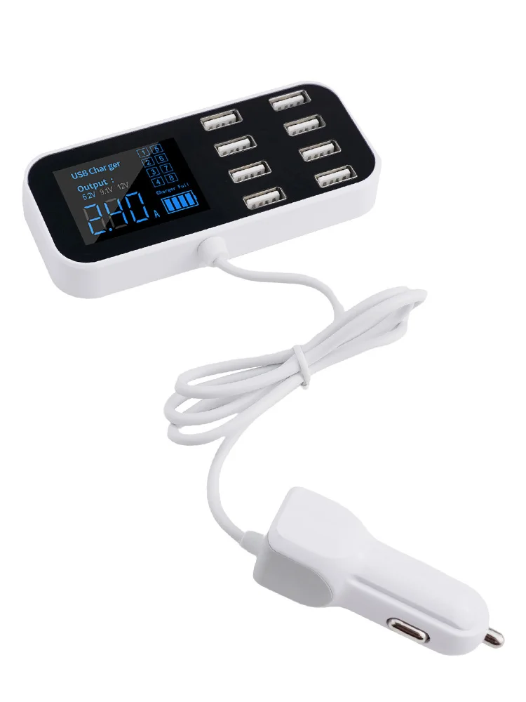 LCDディスプレイ付き急速充電器,ソフトLEDライト,モデルa9s,USB, 8ポート,40w,1 in 1,8出力,A-2.4A,dc,12v-24v