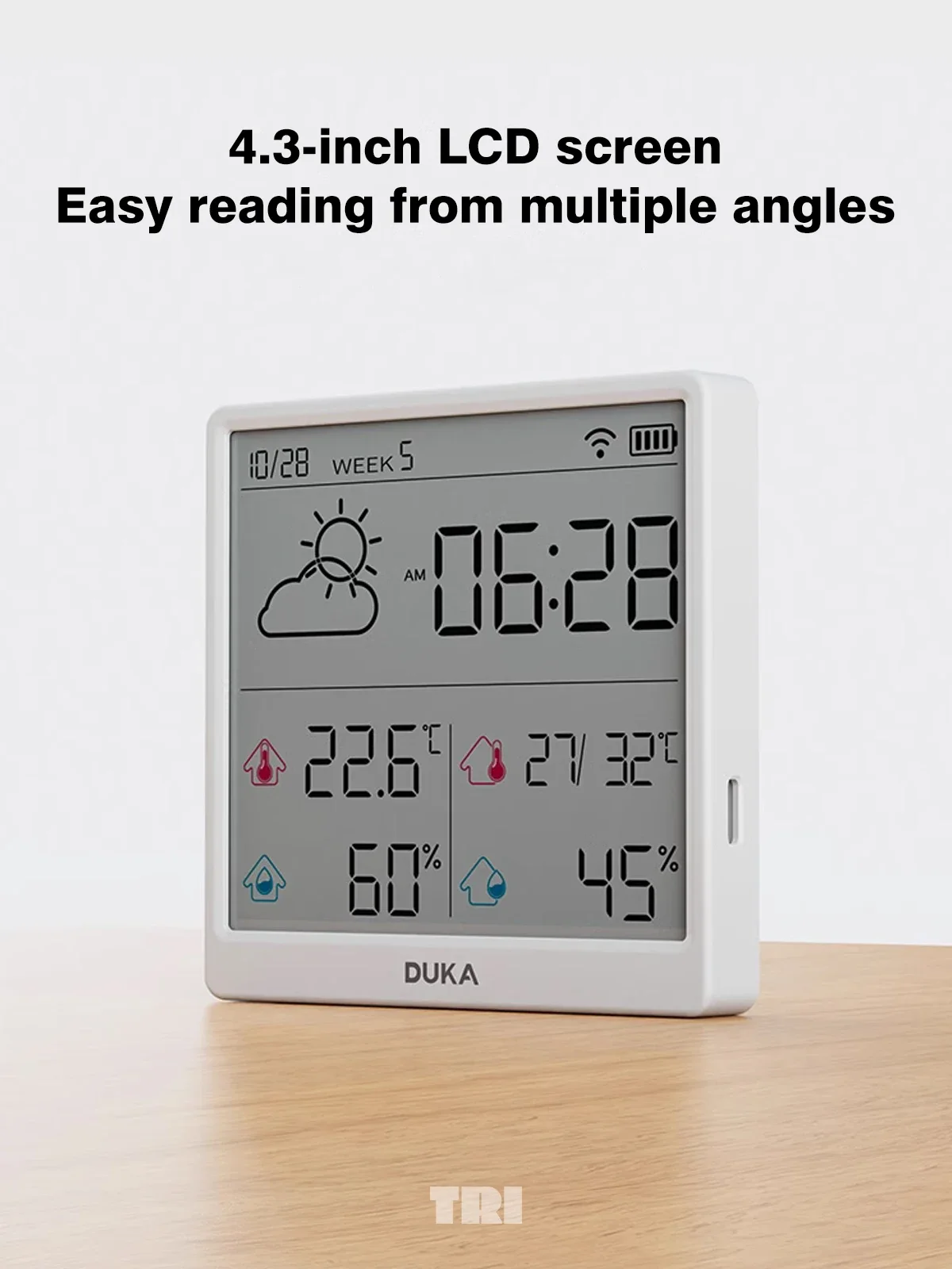 DUKA TH3 Temperature Humidity Meter Wireless Smart Home Weather Sensor Indoor and Outdoor Hygrometer Thermometer Weather Station