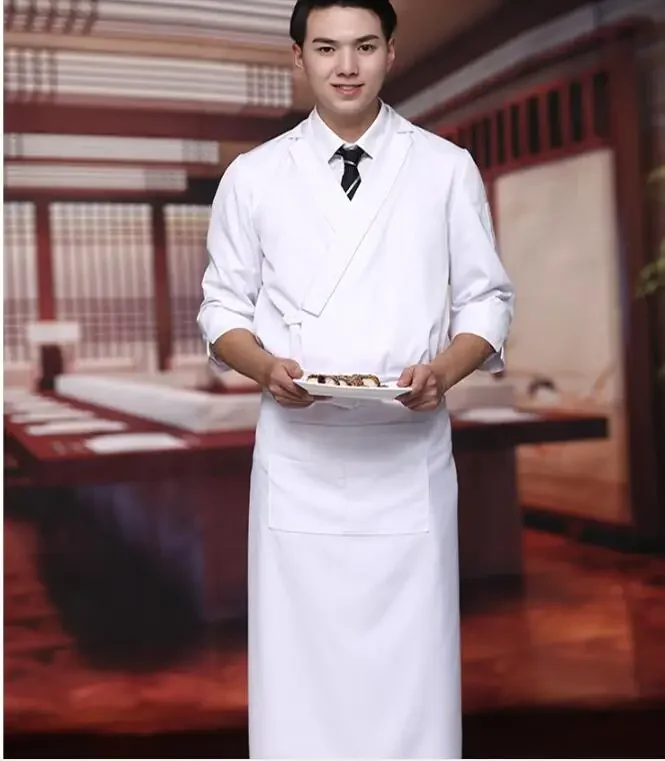 Uniforme de chef japonais pour hommes, kimono blanc de printemps, restaurant de cuisine, chemise de sushi, travail