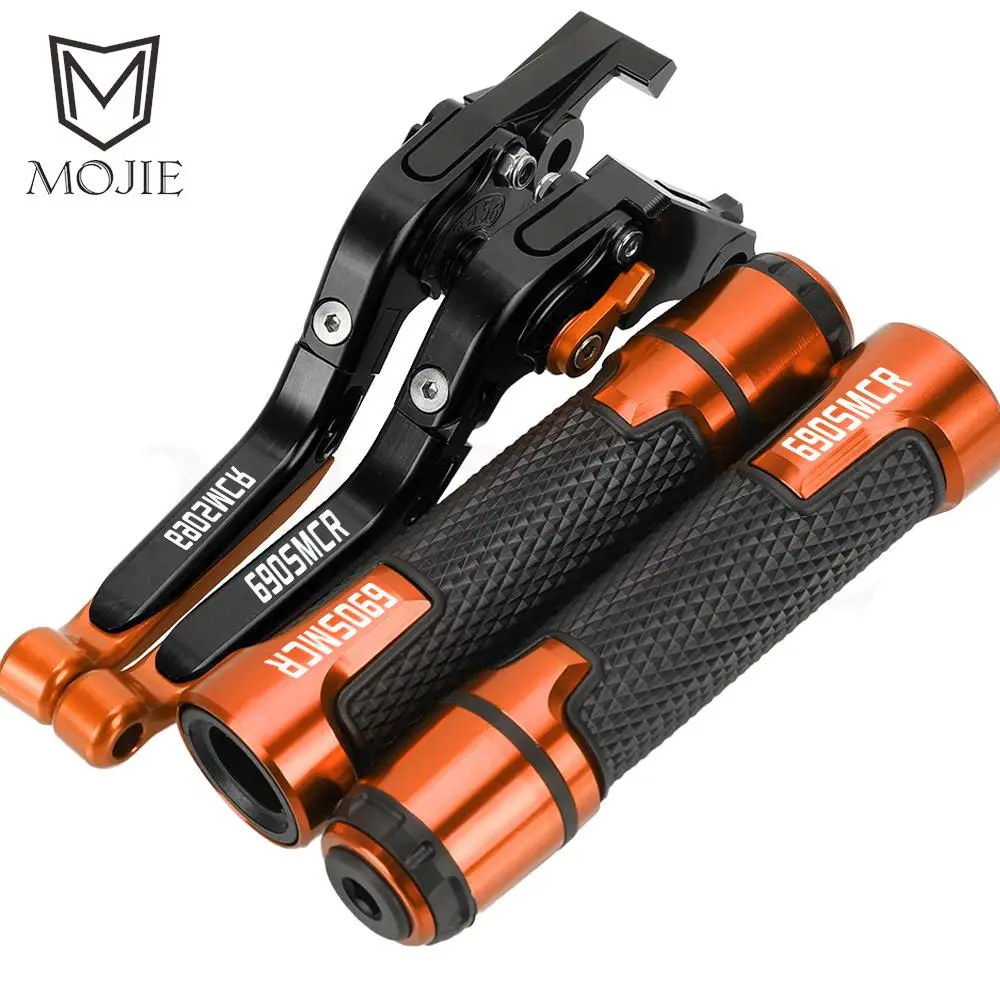 

Motorcycle Accessories For 690SMCR 690 SMCR 2008-2011 Folding Adjustable Brake Clutch Levers Handlebar Hand Grips ends 690 SMC-R