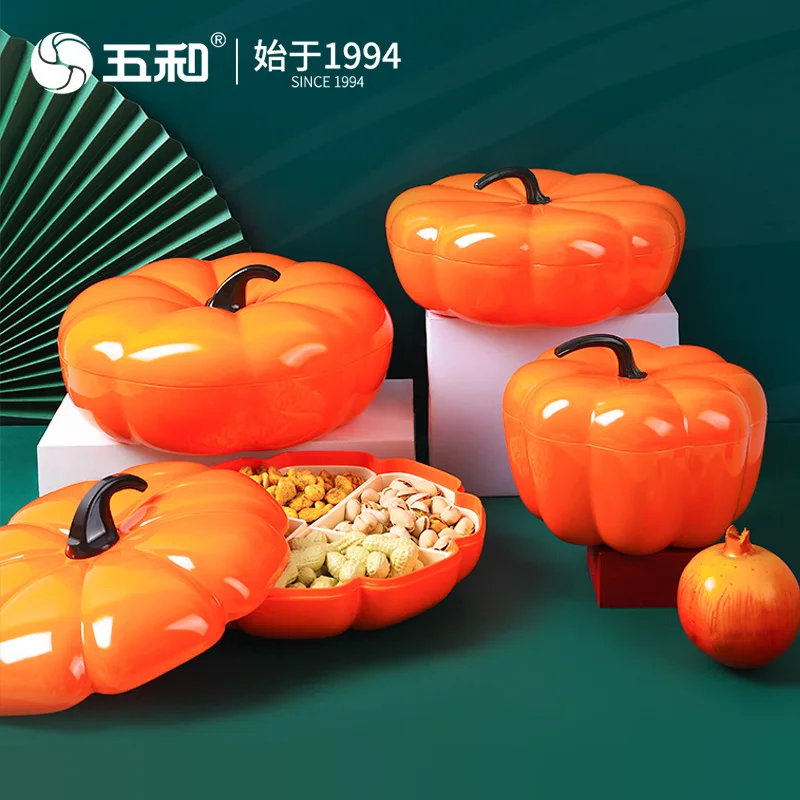 

Wuhe Pumpkin Candy Box Snack Storage Compartment Box Creative Chinese Style Living Room New Year Home Use Nut Box Nut Tray