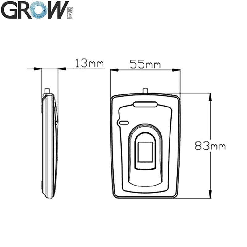 Imagem -04 - Grow R102a Leitor Capacitivo de Impressão Digital Usb com Dc5v 208*288 Pixel 1500 Capacidade para Controle de Acesso Windows Android