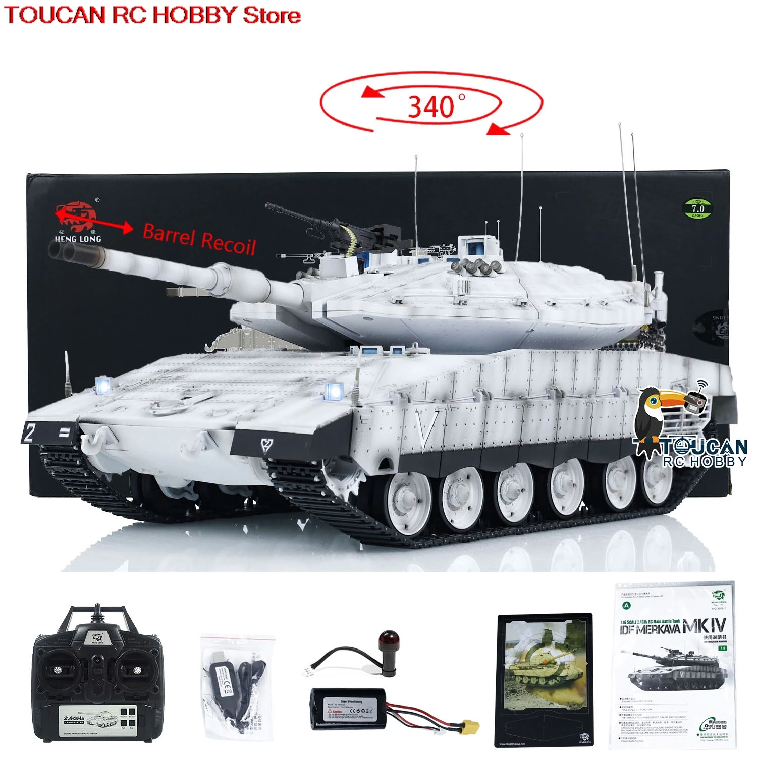 

Пластиковый главный боевой танк Heng Long RC 1/16 IDF Merkava MK IV 3958, бочка с дистанционным управлением, белые танки, модель RC игрушки TH23437