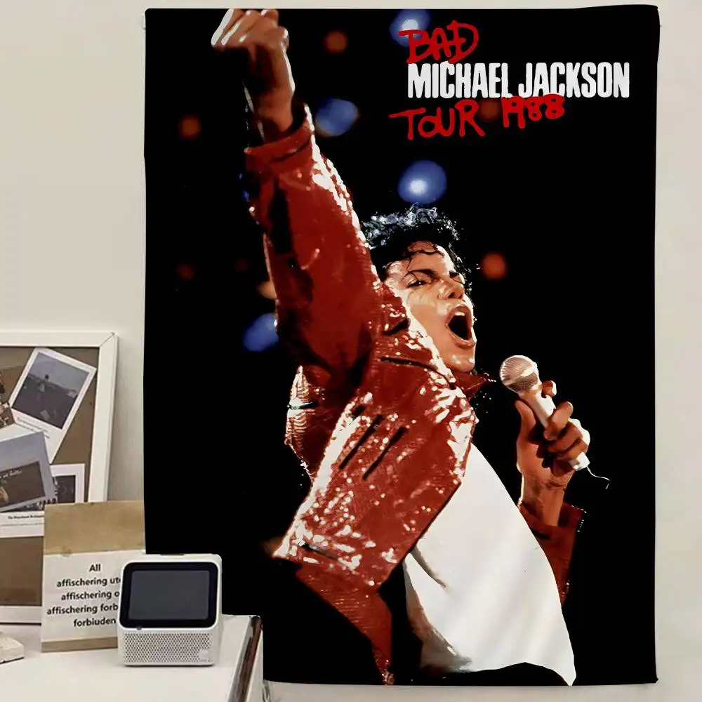 Pop Singer Michael Jackson Anime Tapestry Hippie Flower Wall Carpets Dorm Decor Wall Hanging Home Decor