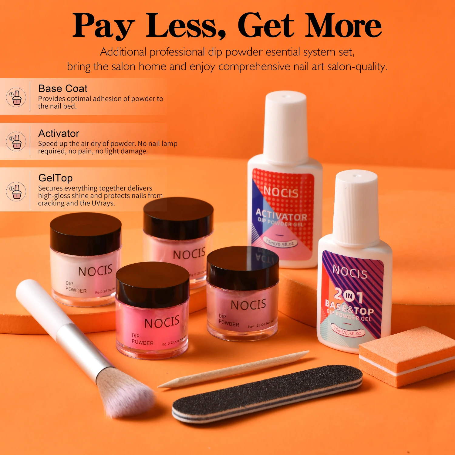 Dipping Nail Powder Set Dip Nail Set Dust Nail Art Natural Dry No Lamp nail supplies White Nude Nails Glitter Dipping System Kit