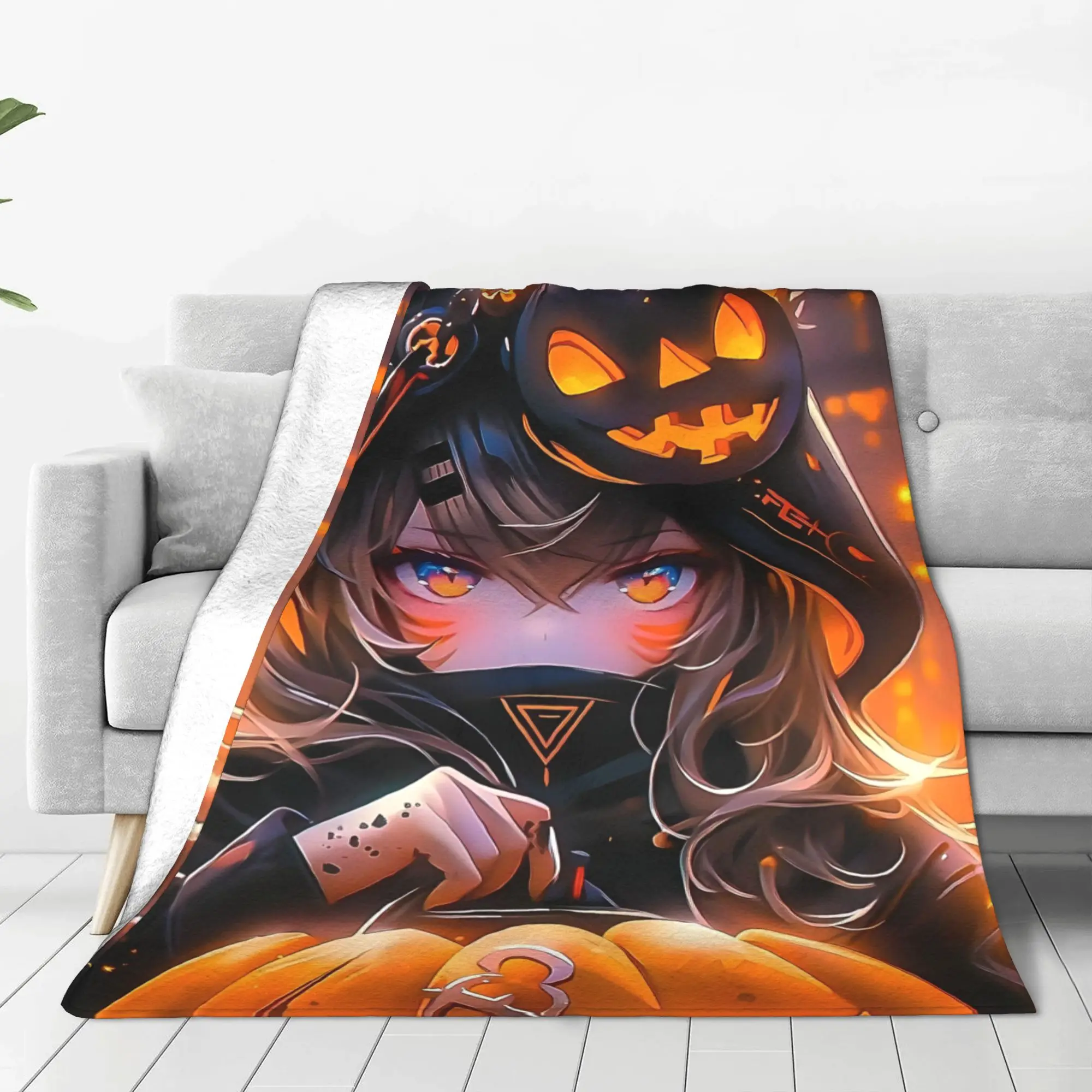 1PC Home Ghost Staircase Blanket Throw Blanket  Novelty Warm Blanket All Season Gift for Happy Halloween Give Thanks