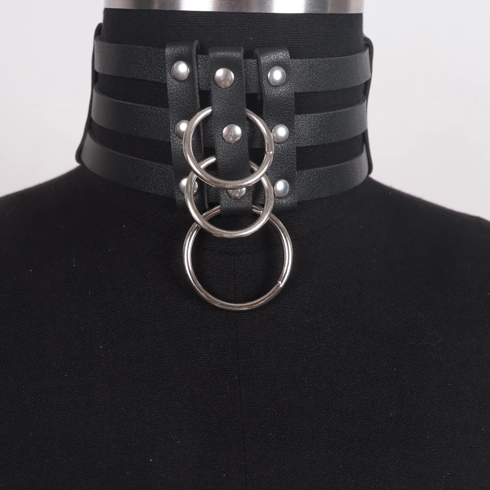 Gargantilla de cuero con tachuelas y remaches para hombre y mujer, Collar grueso, joyería gótica de Metal, accesorios góticos Emo