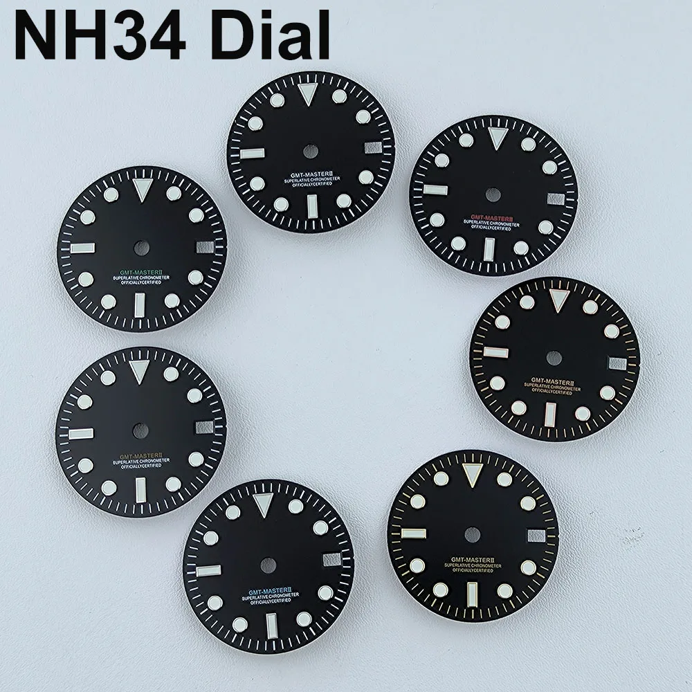 Циферблат NH34, 28,5 мм, циферблат для часов, индивидуальный логотип, циферблат без логотипа, зеленый светящийся циферблат, подходит для часов с механизмом NH34, аксессуары