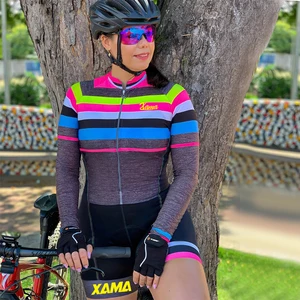 XAMA-Macacão de ciclismo de manga comprida feminino, terno apertado GEL Road, verão 8 principais vendas fantasia macaco sexy - №8