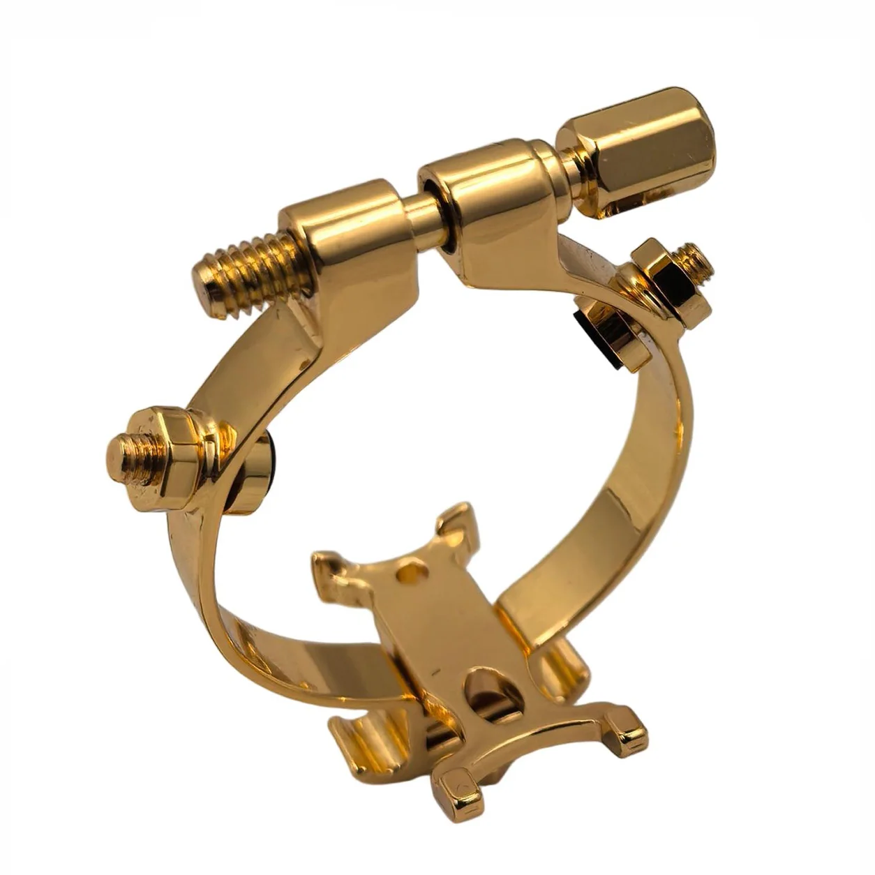 Eastern Music Gold Sax Ligature Adjustable Floating Base for Alto Tenor Sax Clarinet Ebonite Mouthpiece