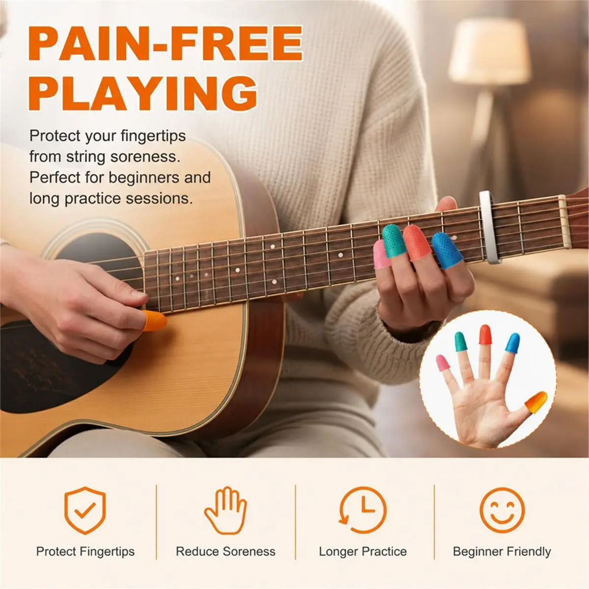 Home Tool Reusable Finger Protectors,Rubber Thimbles for Finger Tips Protection,5 Colors and 5 Sizes Flexible Fingers Thimbles T