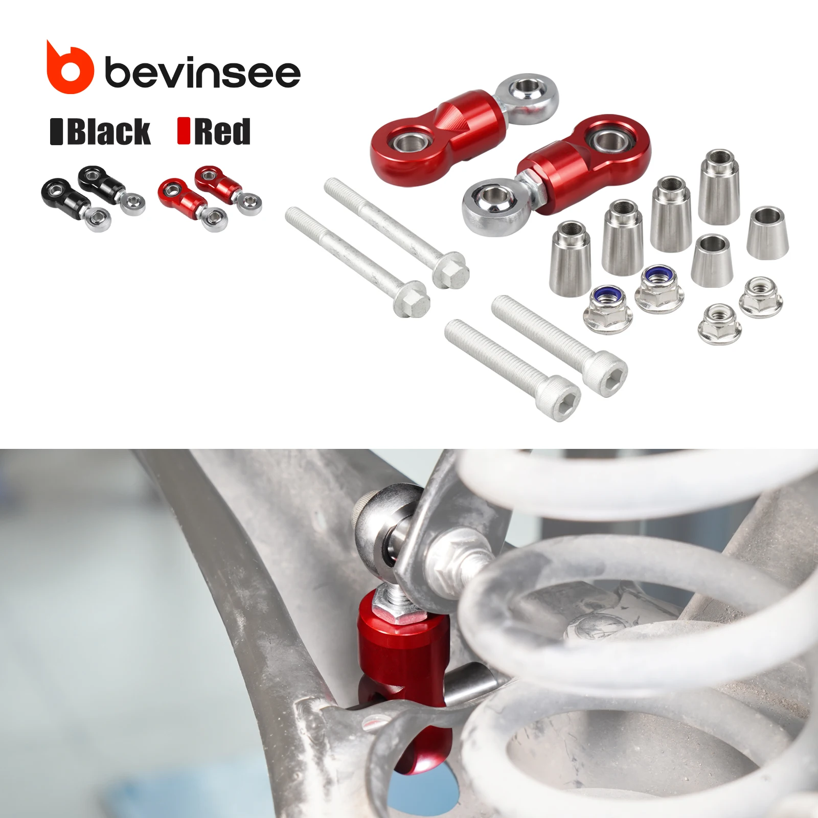 BEVINSEE Alloy Adjustable Rear Sway Bar End Links for VW for Golf MK7/7.5/8 for Audi A3 S3 RS3 TT TTRS Q2 Q3, Replace 5Q0505465C
