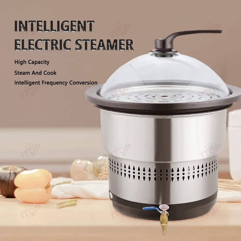 

ITOP 2800w Industrial Commercial Fast Heating Electric Seafood Steam Cooker Hot Pot Cooking Food Steamer For Restaurant Use