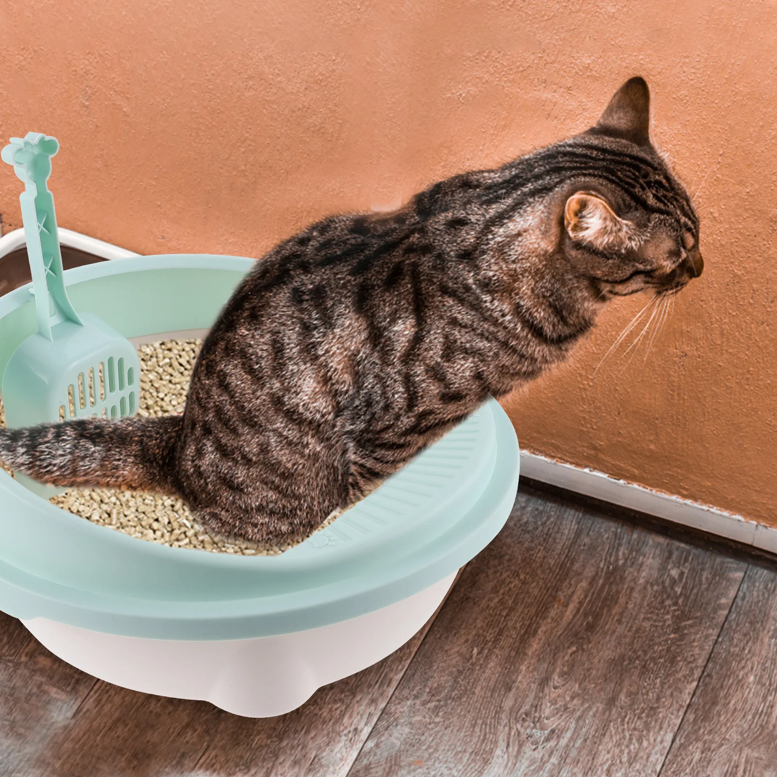 

Cat Litter Box Thicken Kitten Toilet Portable Travel Case Blue Small Size Durable Plastic Large Shop Home Use