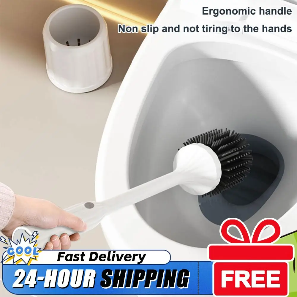 

Electric Toilet Cleaner with Long Non-Slip Handle Toilet Brush and Holder Set Silicone Bowl Cleaner Brushes Bathroom Accessories