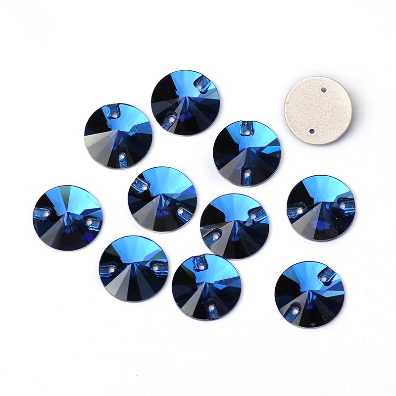 YANRUO 3200 All Sizes Sapphire Sew On Strass Rivoli Crystal Flatback Rhinestone For Clothes Decoration