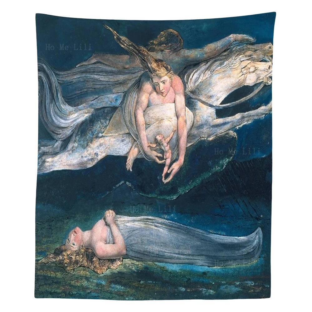 A Tiny Baby Springs From His Mother Towards An Angel Astride A Blind Steed Pity Painting Tapestry By Ho Me Lili Home Decor