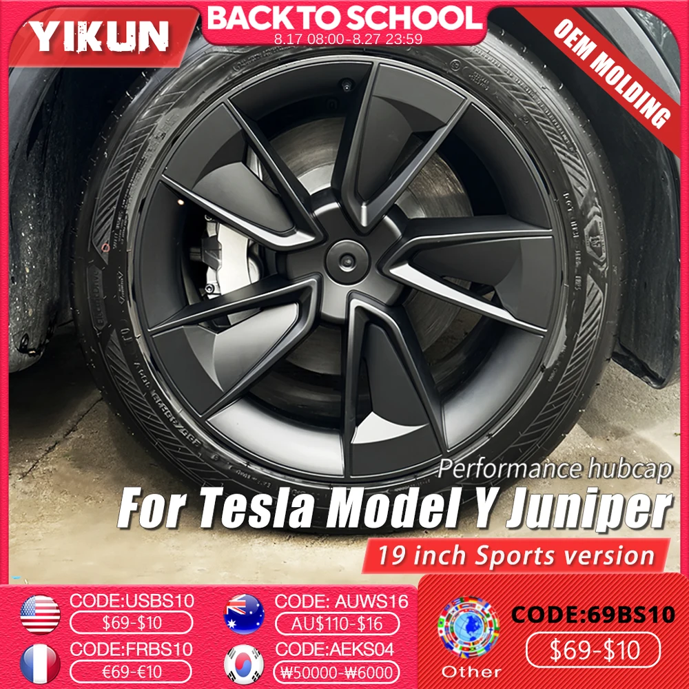 

4PCS Hub Cap 19 Inch for Tesla Model Y Juniper Hubcaps Performance Replacement Crossflow Wheels Cover Full Rim Accessories 2025