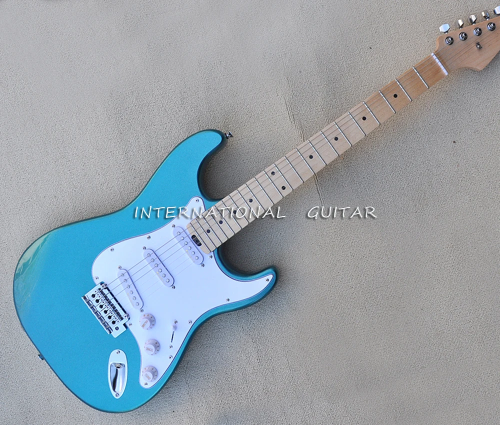 

6 Strings Metal Blue Electric Guitar with SSS Pickups,Maple Fretboard