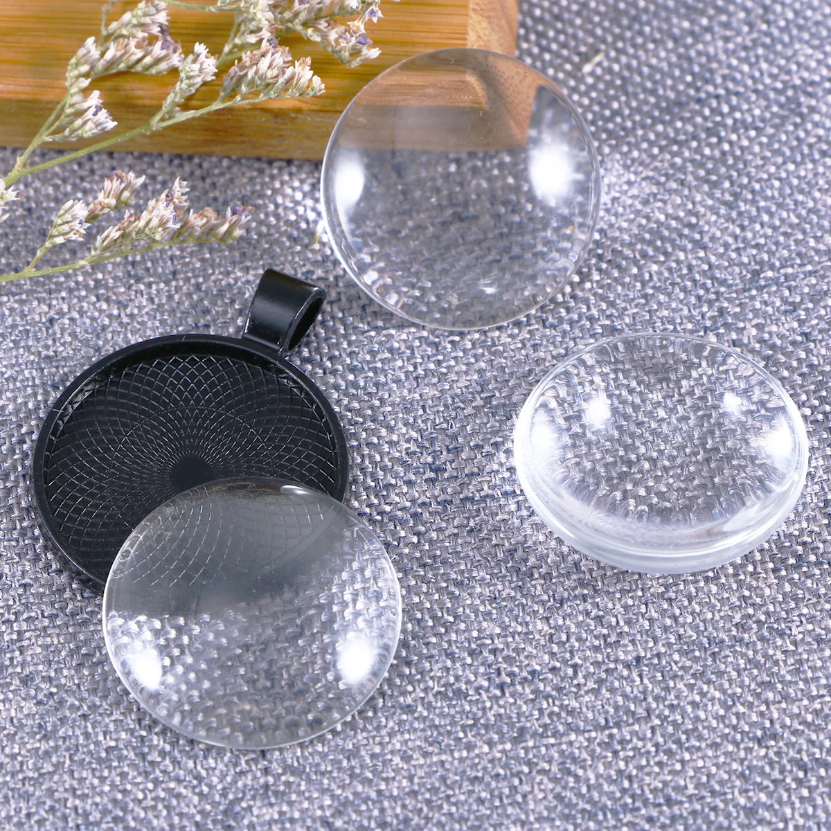 

20Set Round Bezel Pendant Trays Alloy Material Durable Glass Dome Tiles 25mm Cameo Jewelry Crafts Blanks Round Pendant