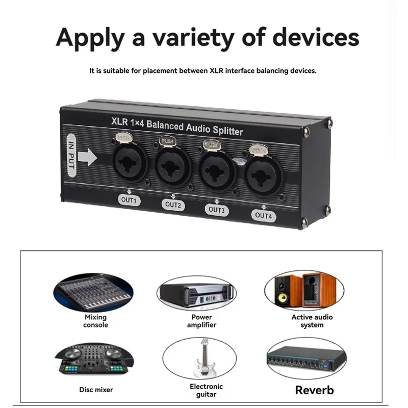 

A25P XLR 1X4 Balanced Audio Splitter 6.5 XLR 1 In 4 Out Audio Splitter XLR Audio Signal Splitter Box