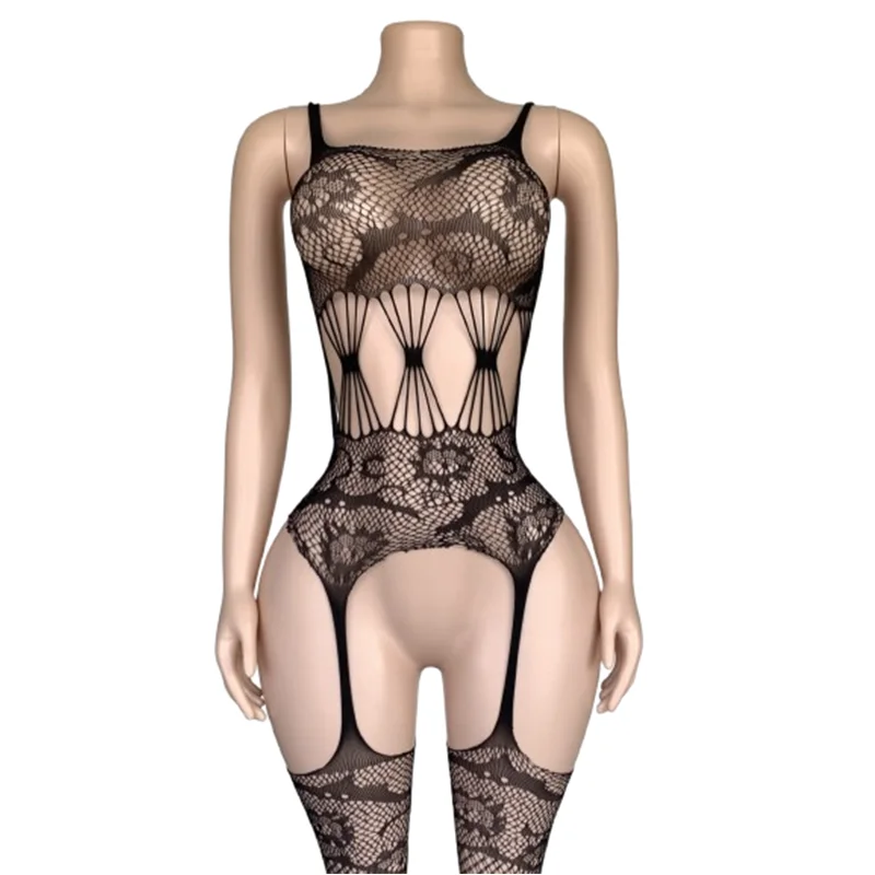 Body de malla transparente de cuerpo entero, compuesto por dos piezas: diseño sexy y sensual; ideal para el Día de San Valentín, las noches de luna de miel y las citas.