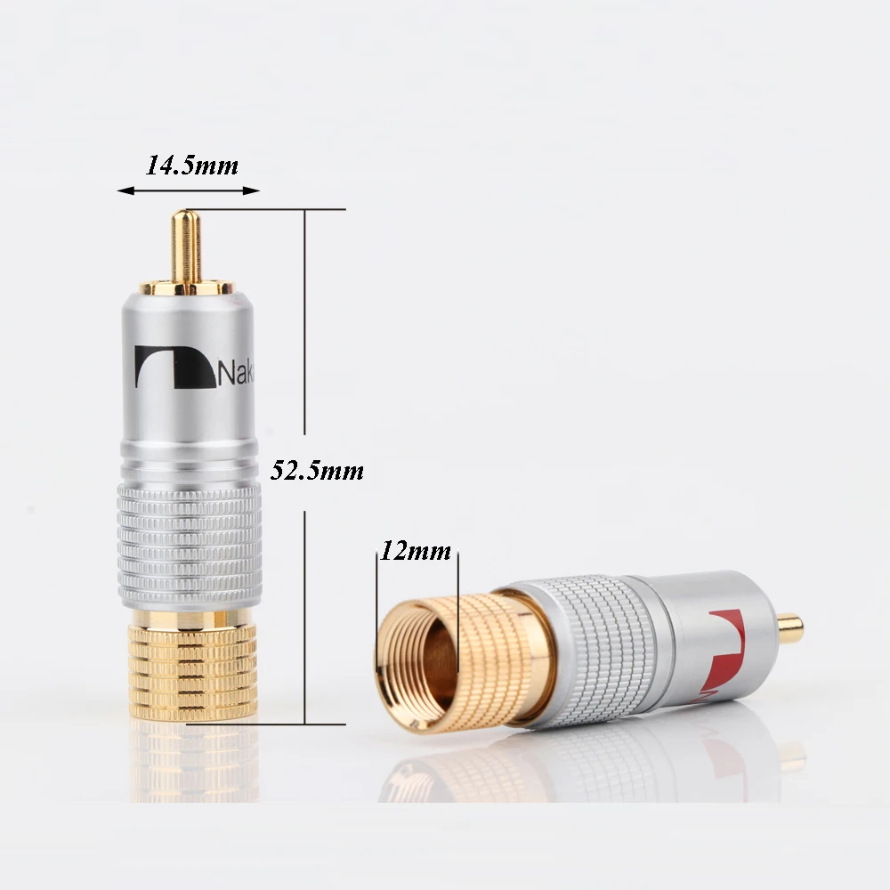 8 Pcs Nakamichi OFC conductor RCA Plug10mm aperture Audio Cable Connector 24K Glod Plated+ Shipping Free +100% New