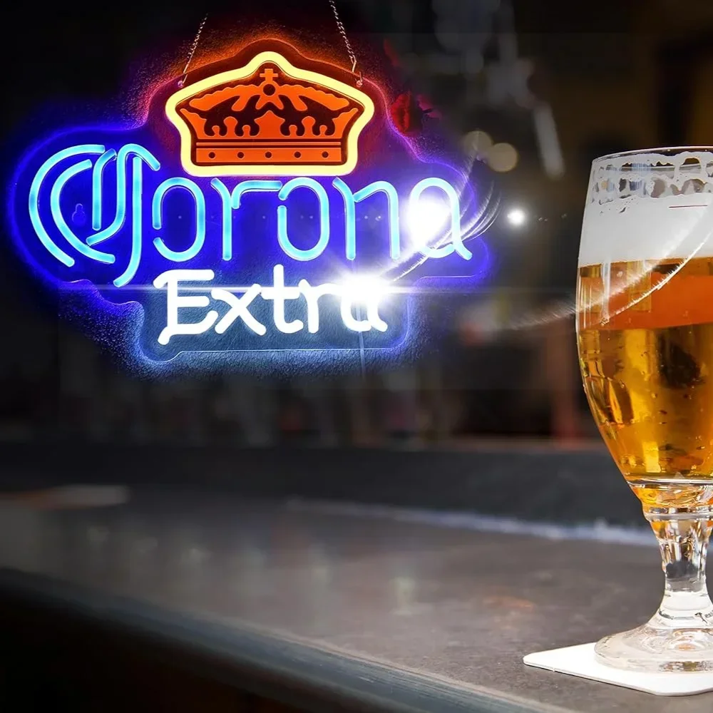 Corona Extra Crown Neon Sign LED Wall Art USB Powered Acrylic Glow Lamp Beer Theme Decor Home Bedroom Bar Pub Party  Light