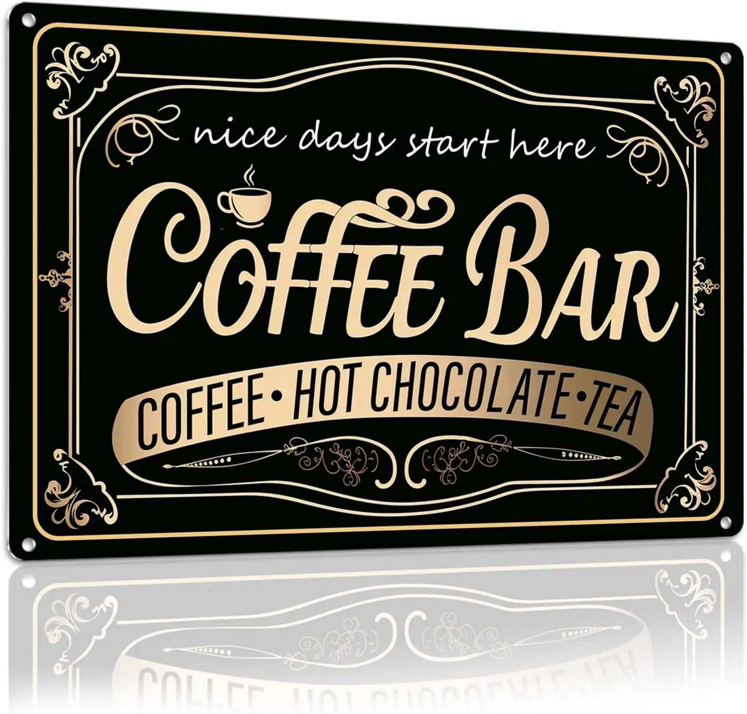 DAGUI Coffee Bar Signs -  Inch Tin Signage with NICE DAYS START HERE Vintage Metal for Kitchen Corne