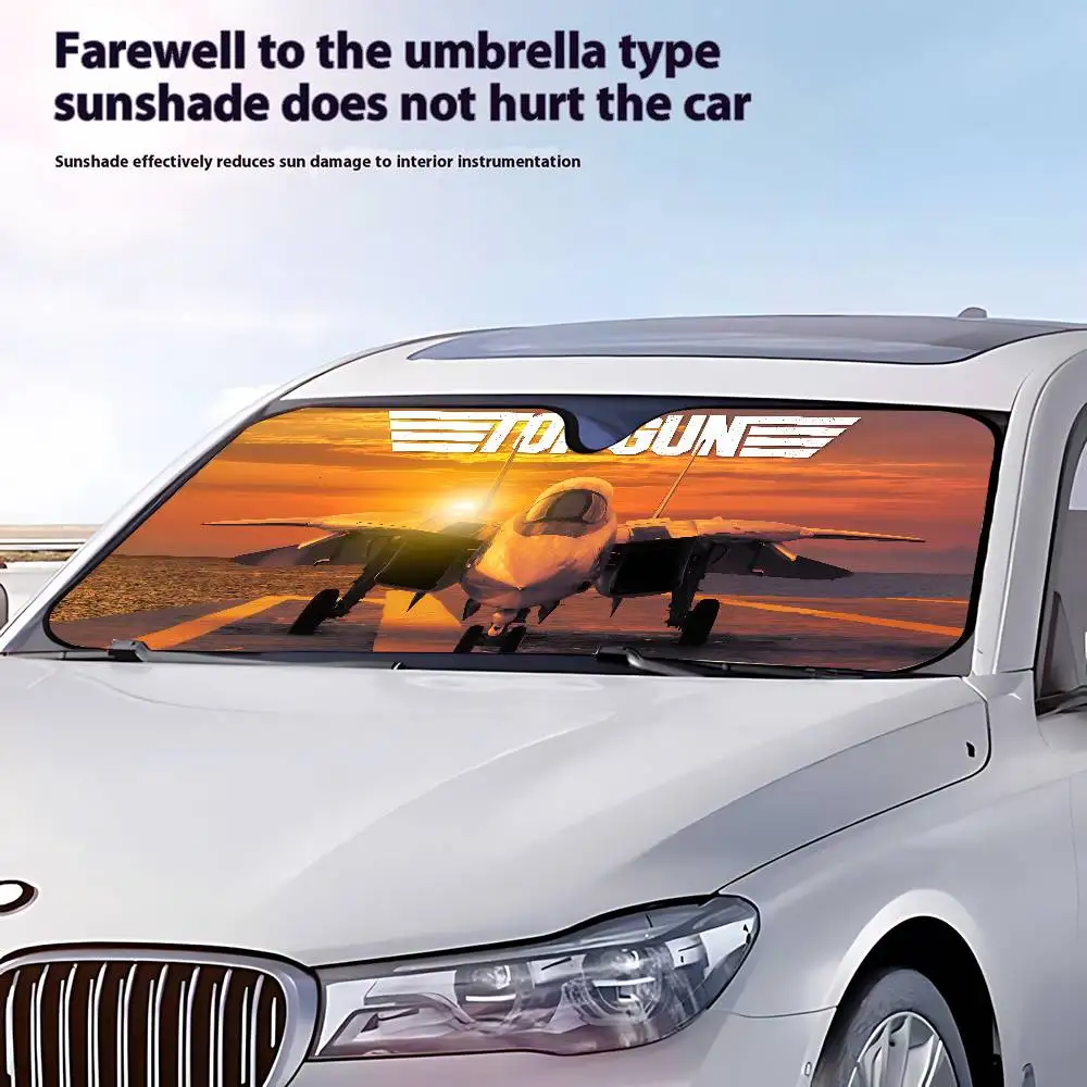 أعلى بندقية سيارة ظلة الزجاج الأمامي مضحك الشمس الظل طوي الأشعة فوق البنفسجية الشمس قناع حامي ظلة للنافذة الأمامية #2