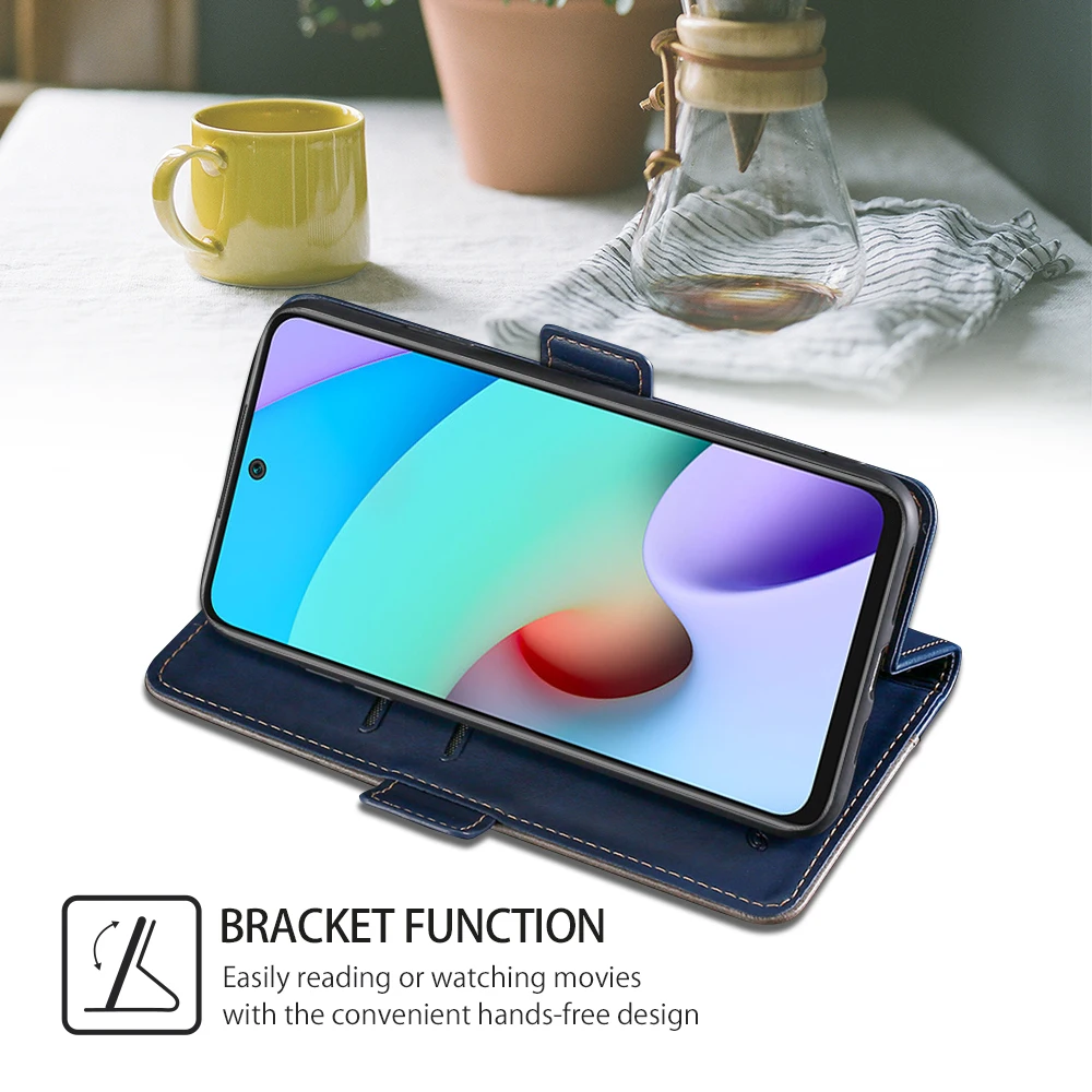 Multi-color Leather Flip Phone Case with Clashing Color Side Buckle Case. Suitable for Redmi 9C-10A/9A/12C/Note 8 Pro/Note 9T