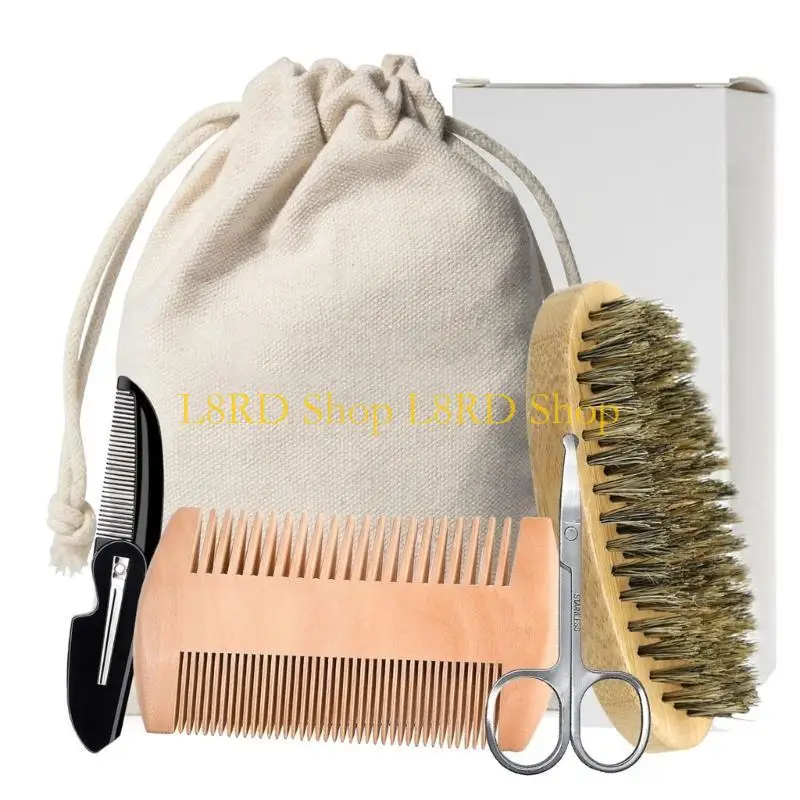 L8RD Professional Beard Management Collection For Men Ergonomic Scissor Grooming Brush Foldable Comb Beard Care
