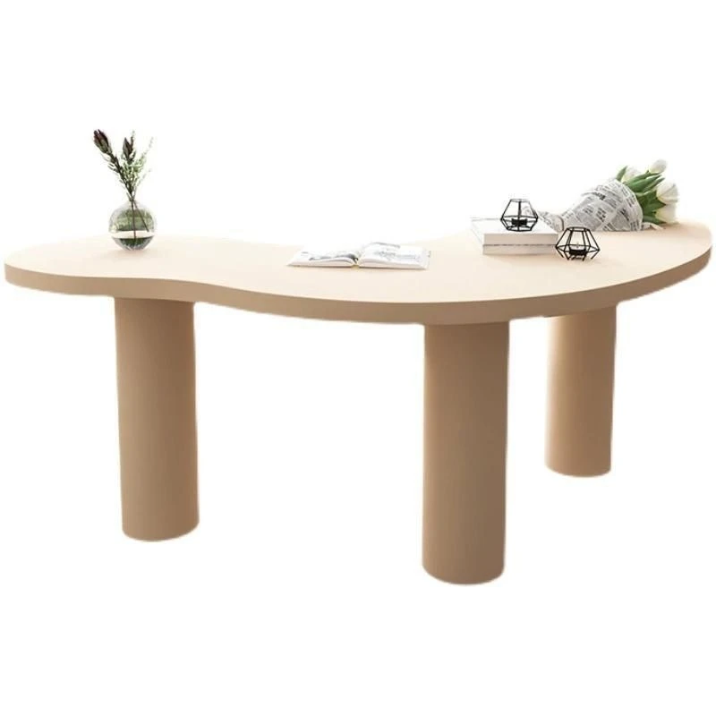 

Cream minimalist desk solid wood office computer desk designer home single special-shaped high-end