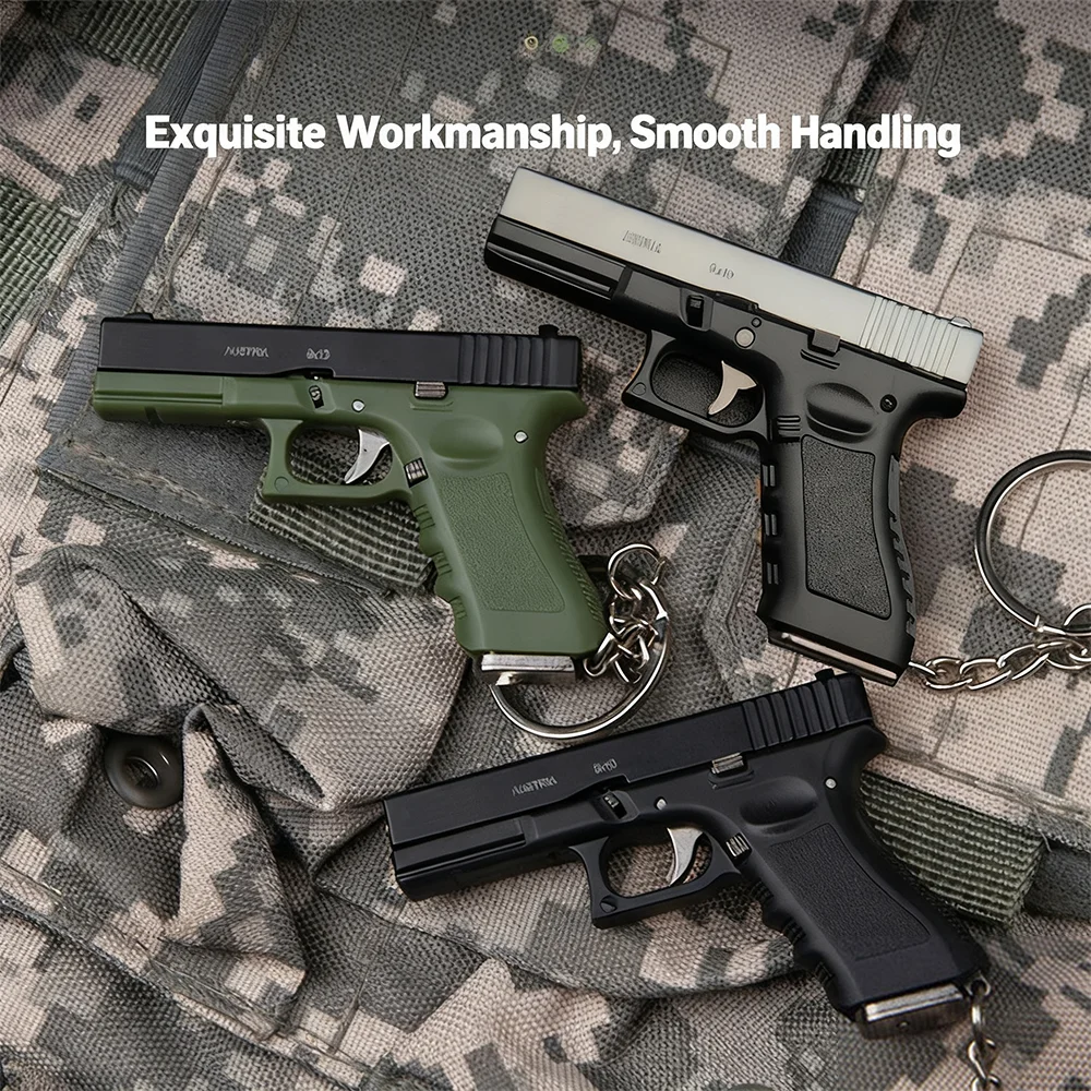 سلسلة مفاتيح مسدس من خليط معدني للرجال - 1:3 و1:4 نموذج مصغر قابل للفصل، إكسسوار EDC أنيق لهدية عيد الميلاد وأعياد الميلاد
