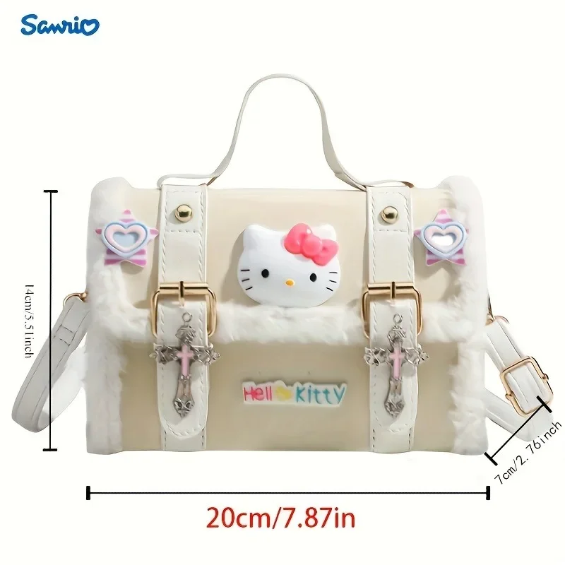 Sanrio Hello Kitty Fashion Crossbody Bag Y2K Aesthetic Charm Satchel Cute Cambridge Style Single Shoulder Bag Simple Retro Bags