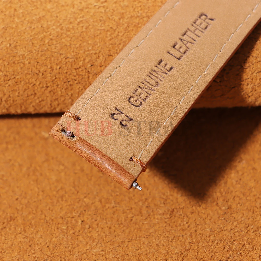 22mm 24mm Cowhide Leather Watch Strap for Fossil Band for Samsung Galaxy Watch 7/6/5/4 Vintage Brown Quick Release Bracelet