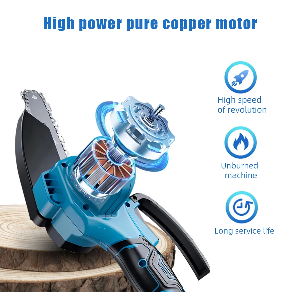 6 Zoll Mini Bürstenlose Elektrische Akku-Astsäge Handgeführte Kabellose Wiederaufladbare Holzbearbeitungssäge Elektrowerkzeug für Makita 18V Akku – Detail 15